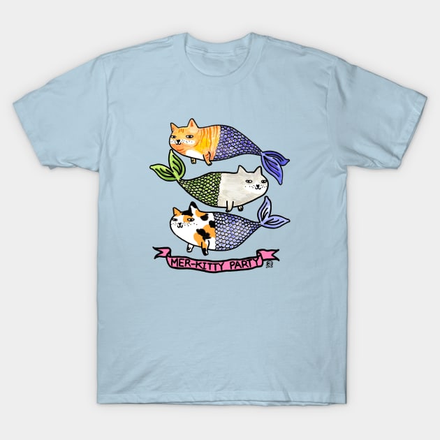 Mer-Kitty Party T-Shirt by natelledrawsstuff